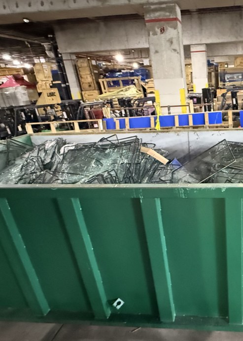 a look at the 30-yard dumpster for glass recycling