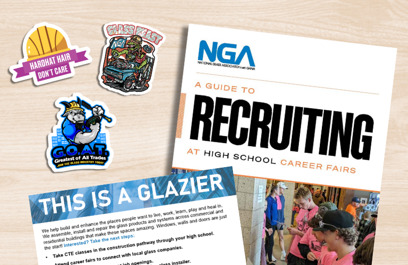 recruitment stickers, career fair guide and handouts