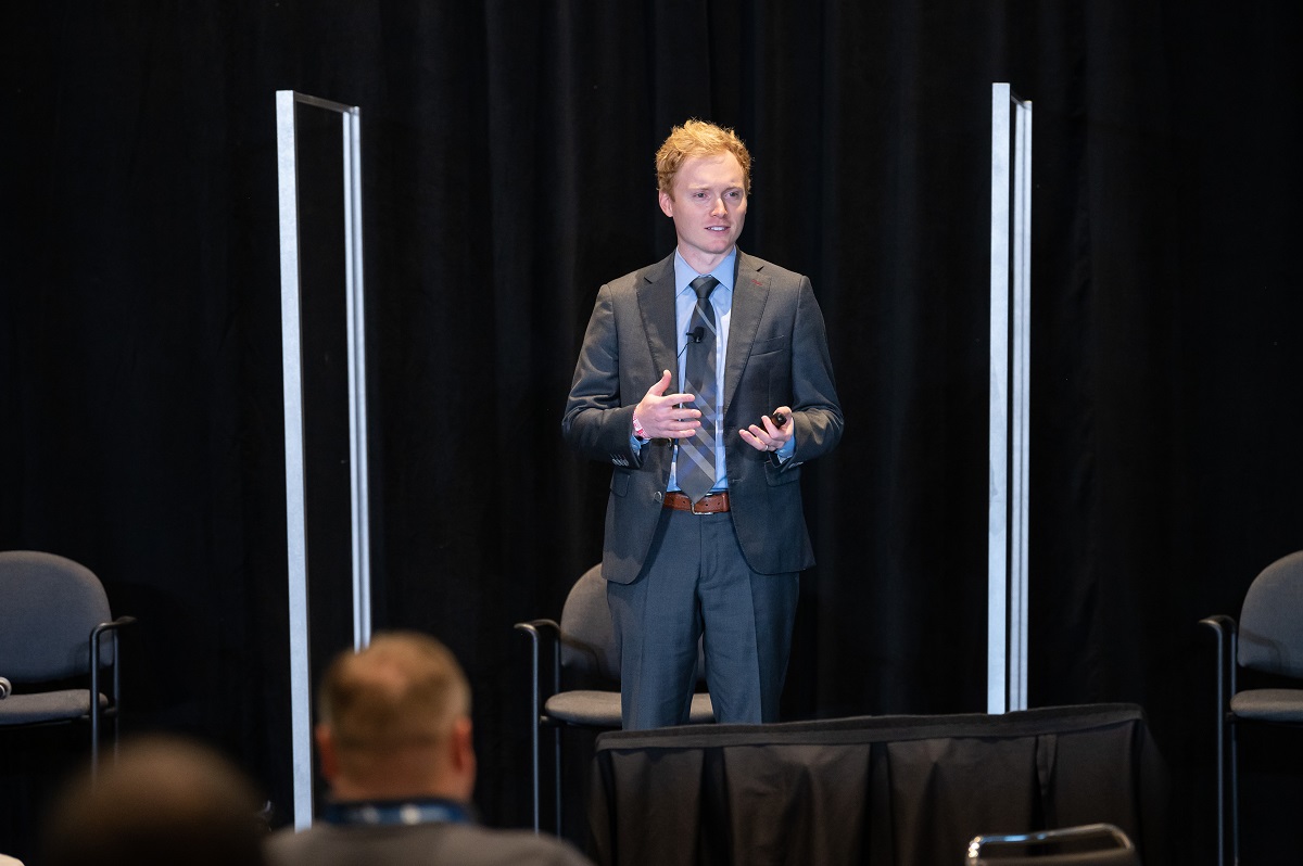 Connor Lokar speaking to the Glazing Executives Forum attendees
