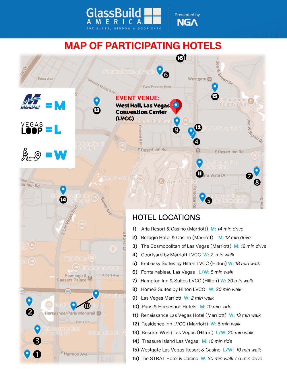 Las Vegas hotel map