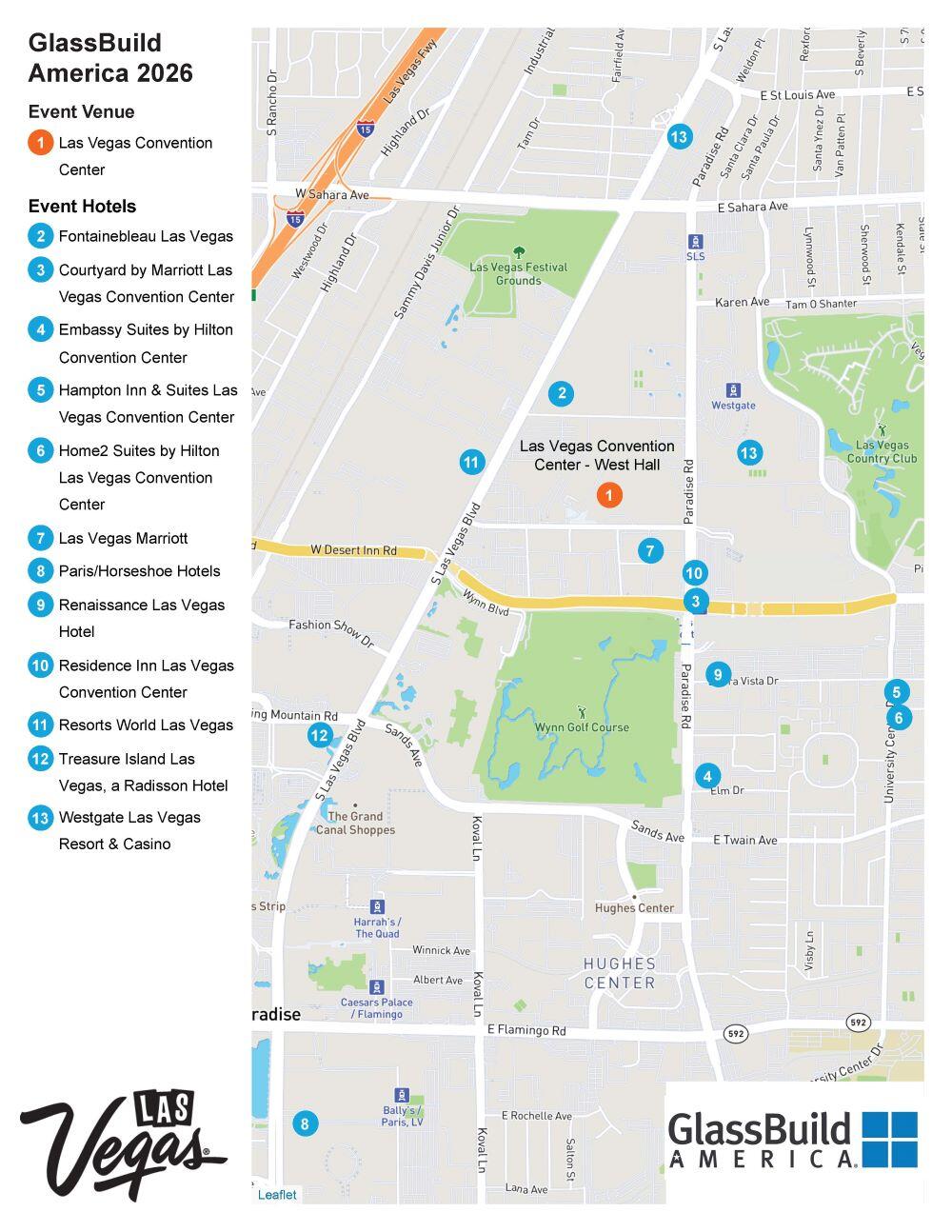 GlassBuild 2026 hotel map