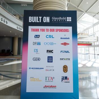 sponsors at GlassBuild entrance