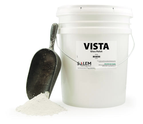 container of Vista polishing compound next to scoop