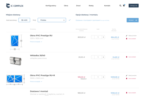 shopping cart screenshot