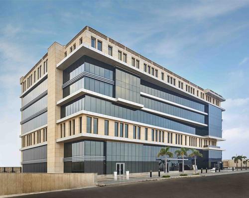office building with tinted glass
