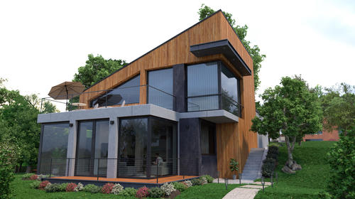 home with coated glass windows