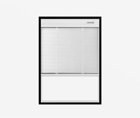 window with blinds between glass